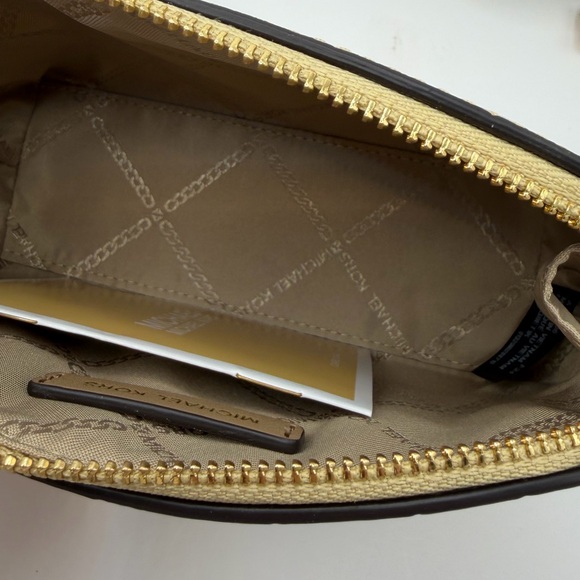 low start Michael Kors Leather Empire Gold Croc-Embossed Pouch ret $98 NWT - Picture 5 of 10